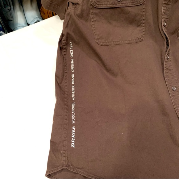 Dickies brown work shirt with chest patch and embroidered sleeve- XL - Picture 8 of 12